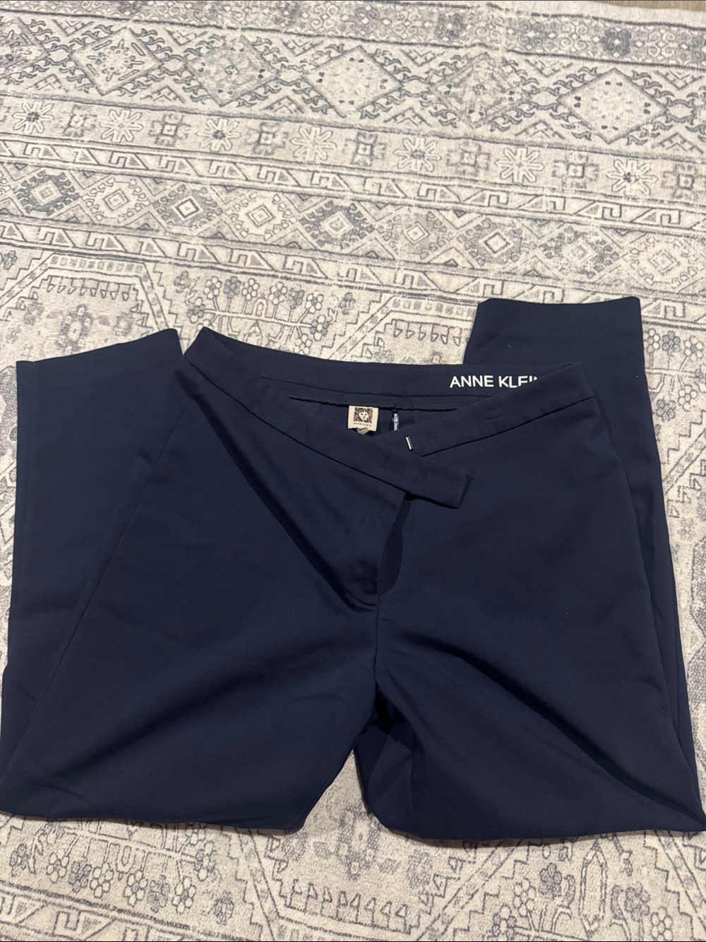 Anne Klein Dark Navy Straight-Leg Ponte Trousers
